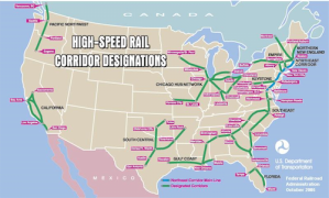 High Speed Rail Corridors from the Dept. of Transportation